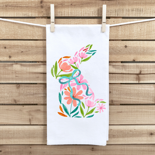 Flower Bunny Tea Towel