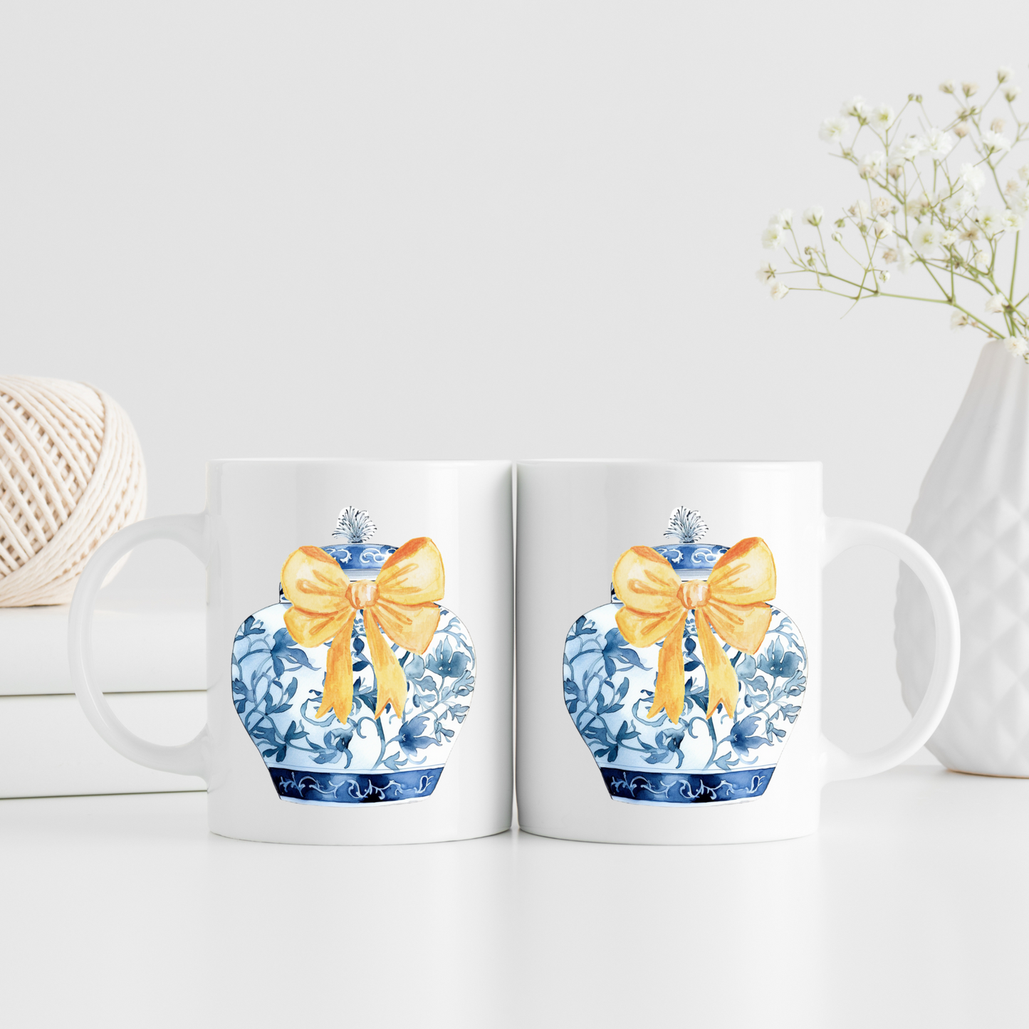 Yellow Bow Chinoiserie Mug