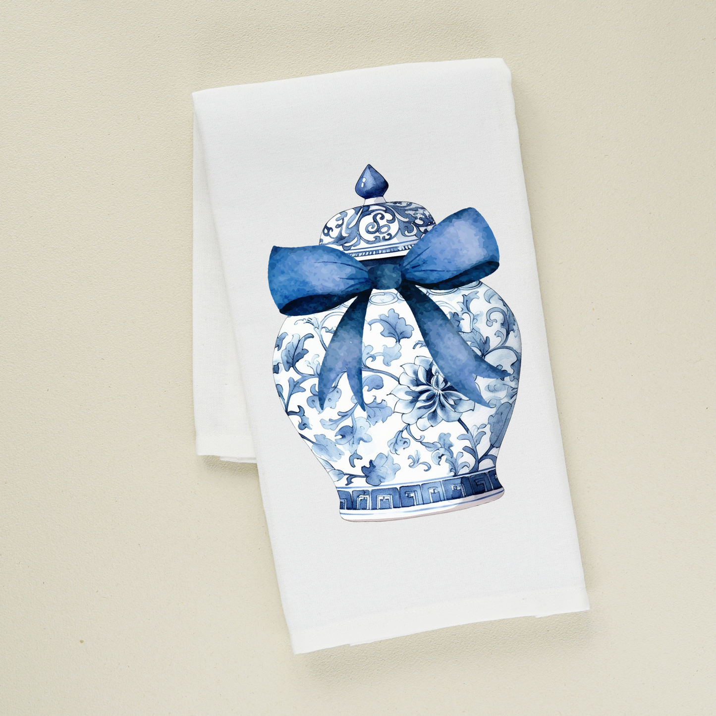 Blue Bow Chinoiserie Tea Towel