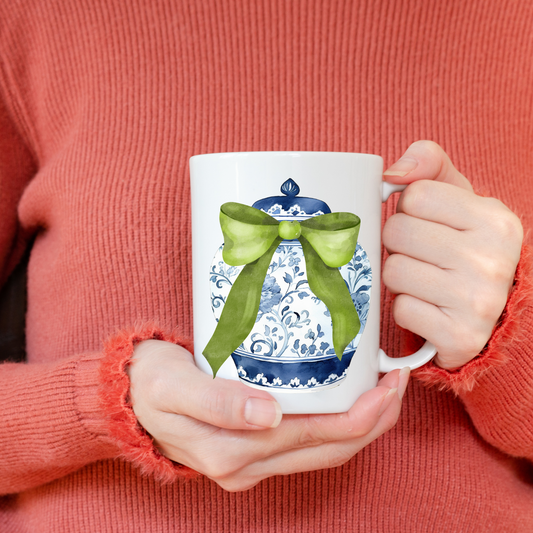 Green Bow Chinoiserie Mug