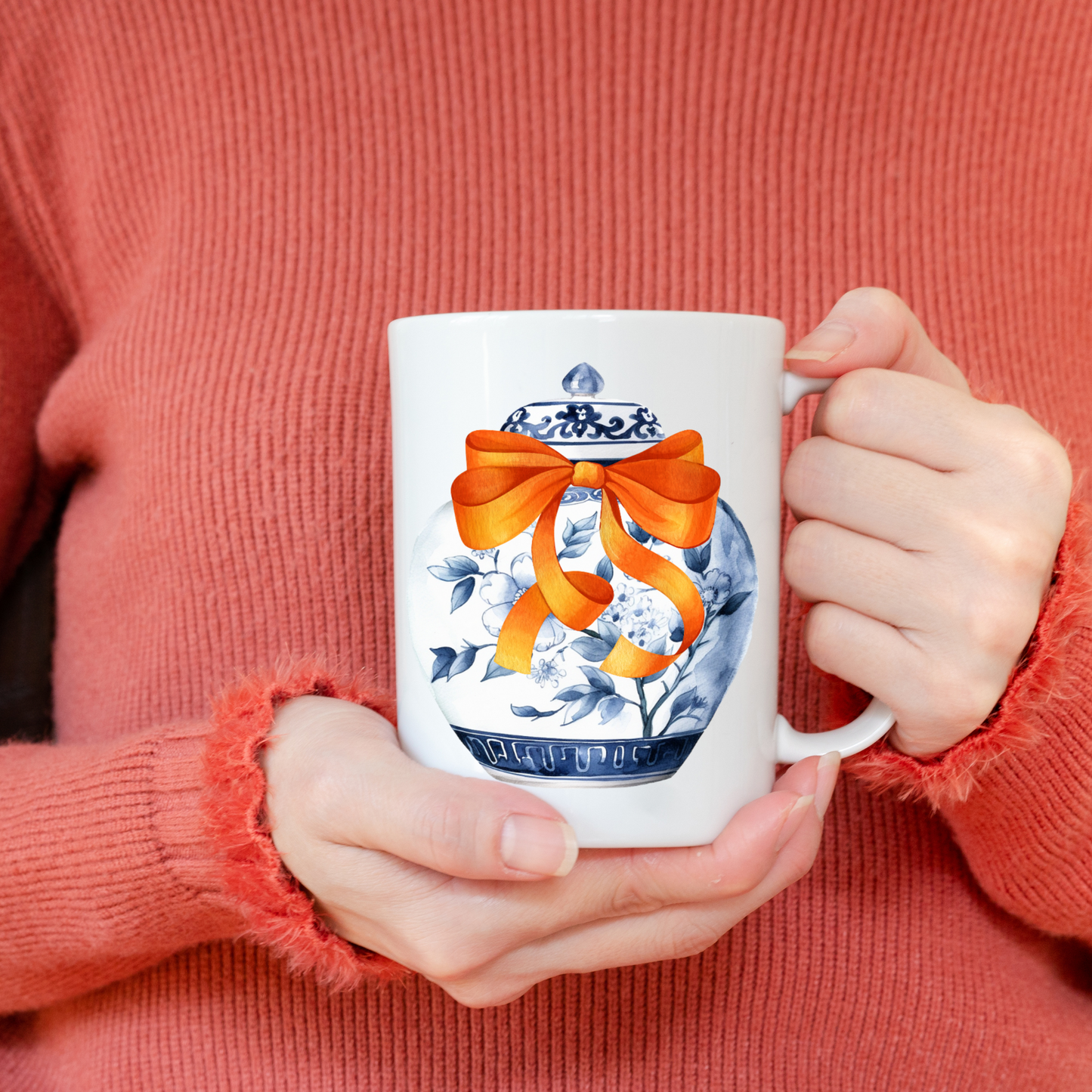 Orange Bow Chinoiserie Mug