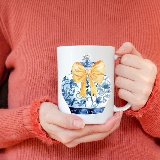 Yellow Bow Chinoiserie Mug