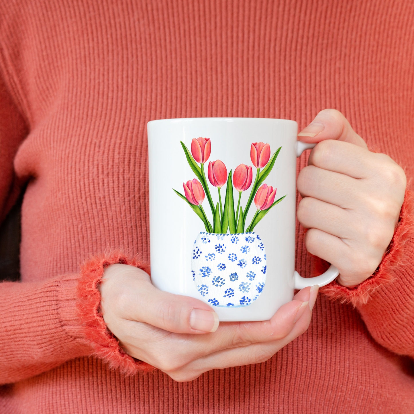 Red Flower Chinoiserie Mug