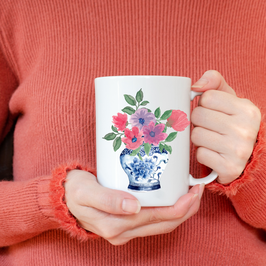 Pink Flower Chinoiserie Mug