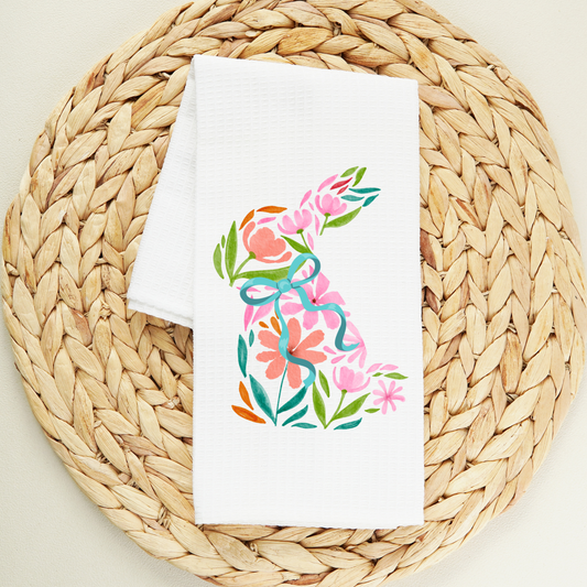 Flower Bunny Tea Towel