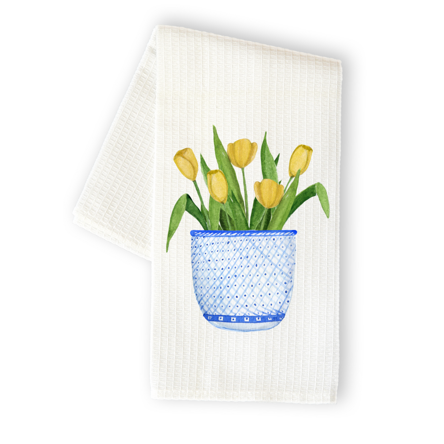 Yellow Flower Chinoiserie Tea Towel