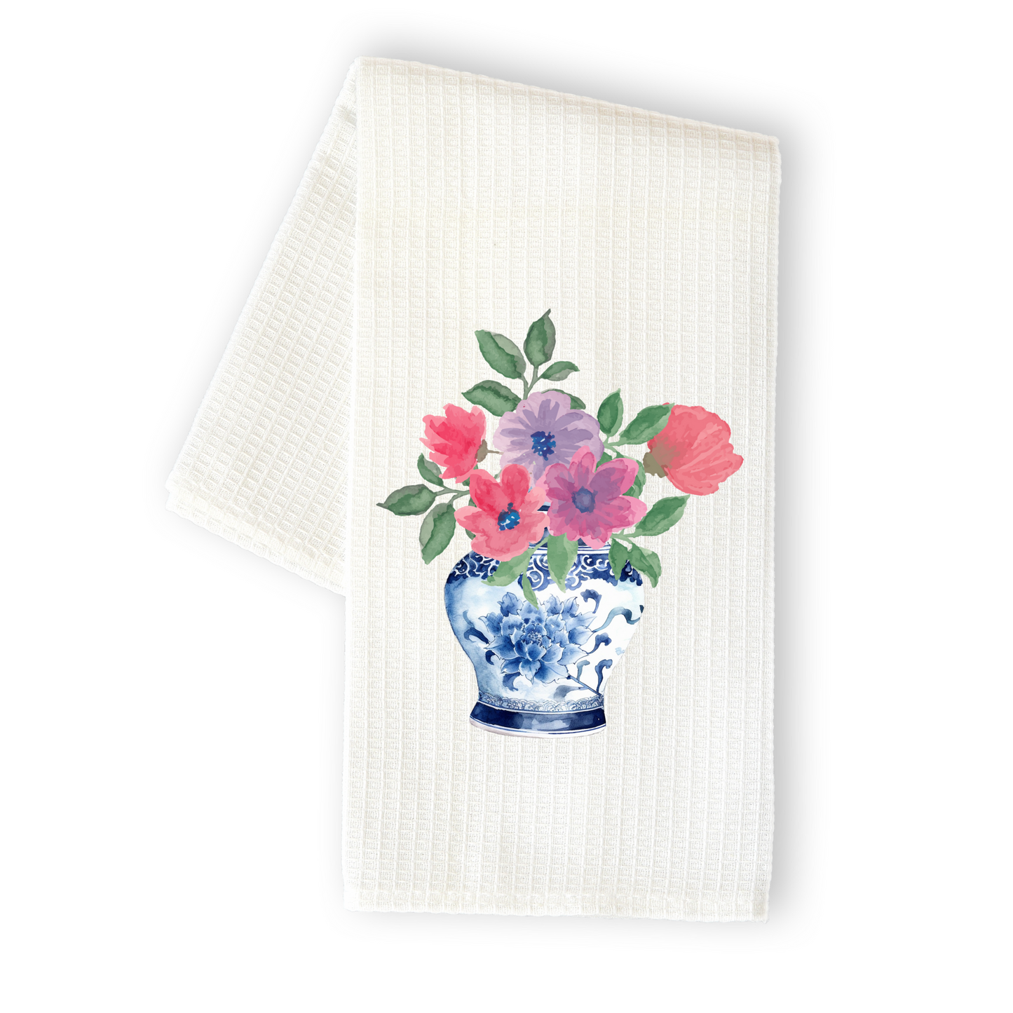 Pink Flower Chinoiserie Tea Towel