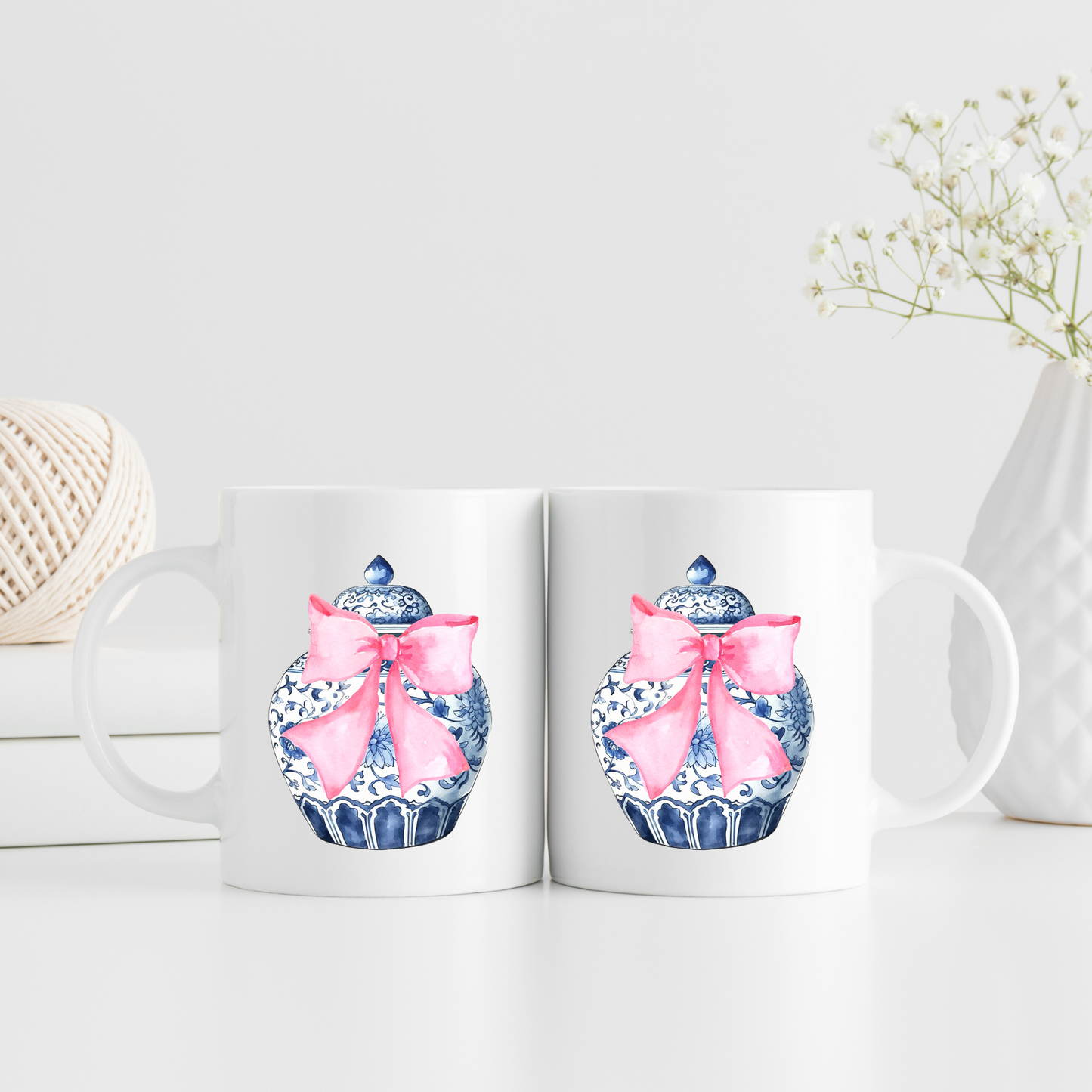 Pink Bow Chinoiserie Mug