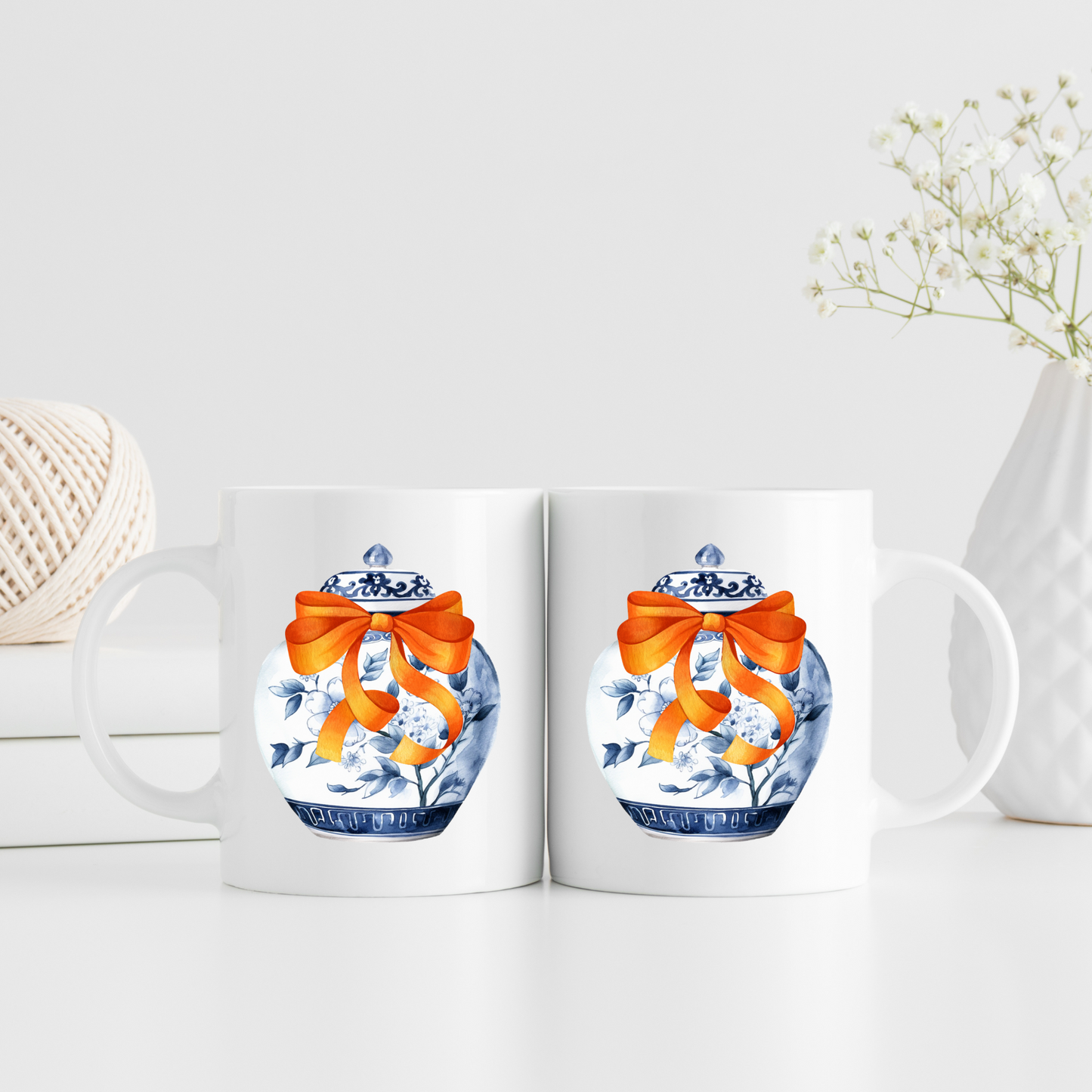 Orange Bow Chinoiserie Mug