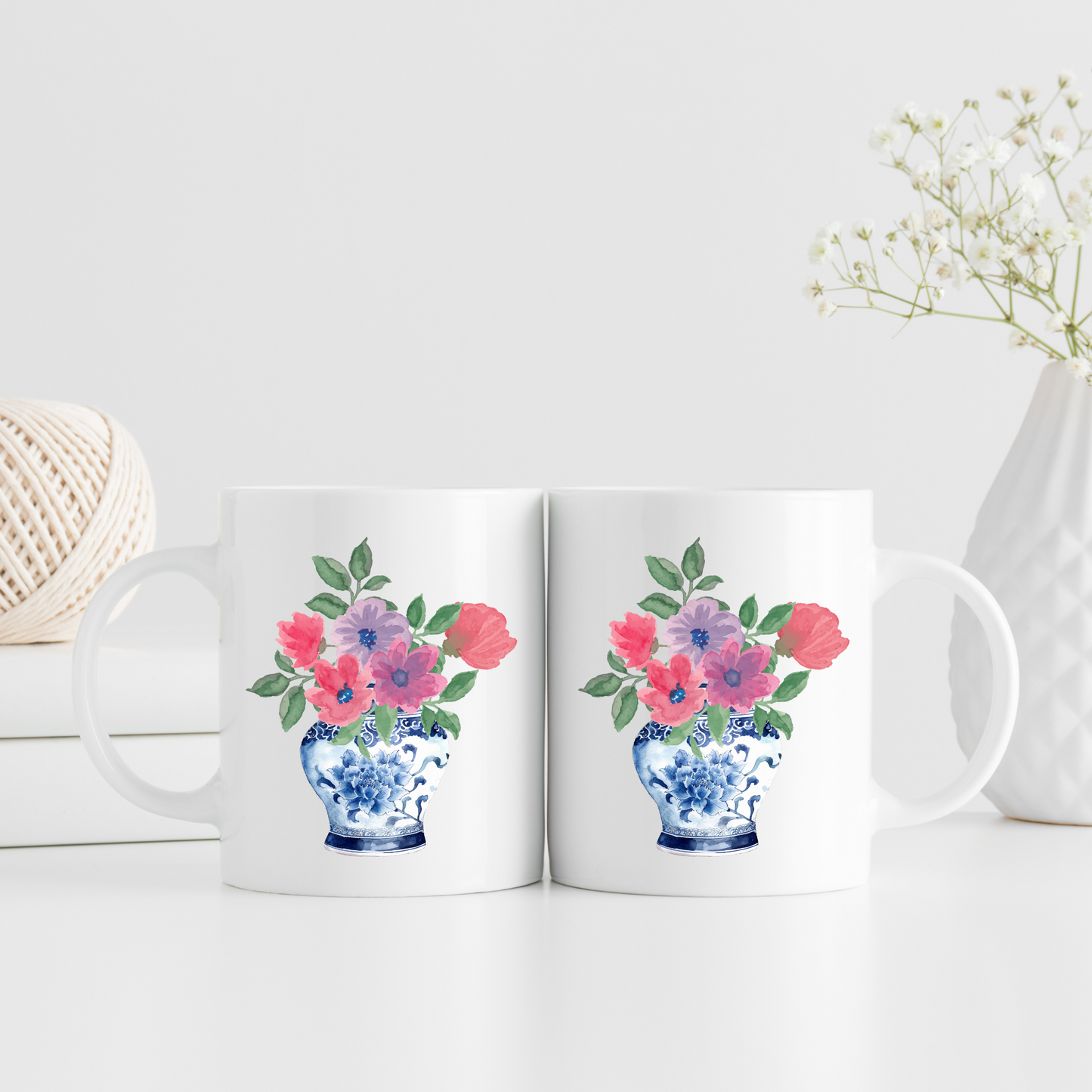 Pink Flower Chinoiserie Mug